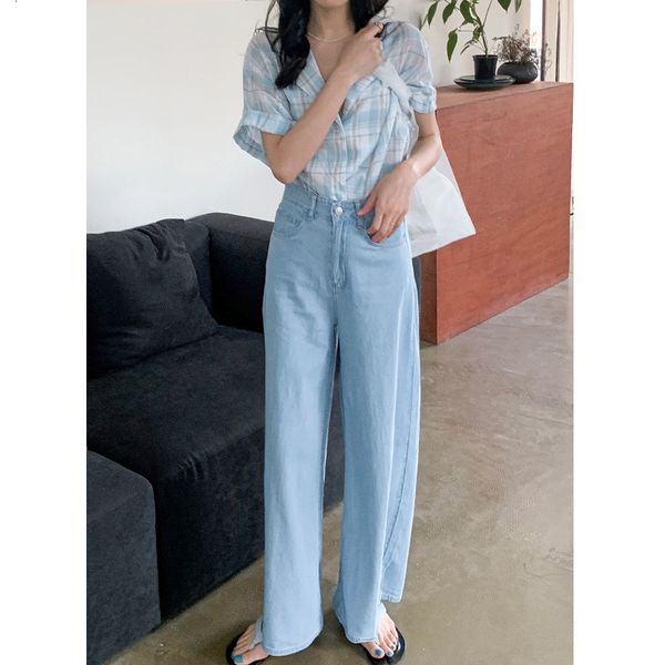 2021 new spring summer high waist urban denim simple and versatile straight tube thin light pants color k8kk, Blue
2021 new spring summer high waist urban denim simple and versatile straight tube thin light pants color k8kk, Blue
