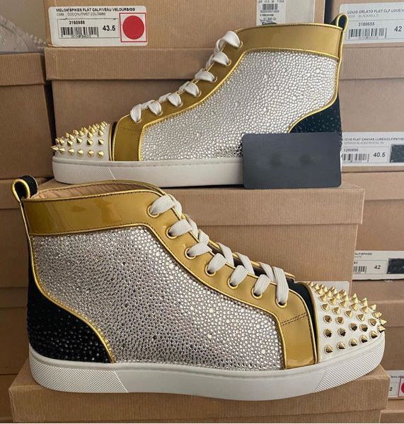 popular high spikes red bottom sneakers shoes brands rivets casual shoes outdoor trainers dress party walking with box, Black
popular high spikes red bottom sneakers shoes brands rivets casual shoes outdoor trainers dress party walking with box, Black