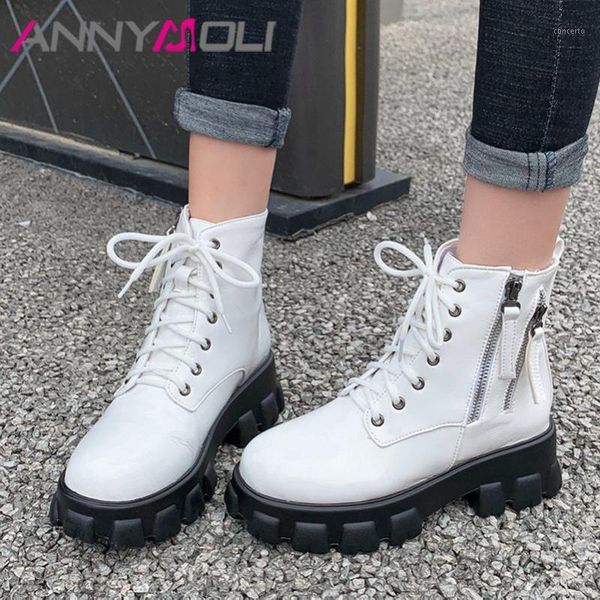 annymoli high heel ankle boots woman boots lace up chunky heel shoes zip platform ladies short autumn winter white size 461, Black 
annymoli high heel ankle boots woman boots lace up chunky heel shoes zip platform ladies short autumn winter white size 461, Black