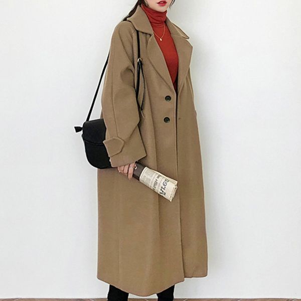hepburn style thicken women khaki wool coat winter korean vintage long overcoat loose black casual button fashion outwear coats t200814
hepburn style thicken women khaki wool coat winter korean vintage long overcoat loose black casual button fashion outwear coats t200814