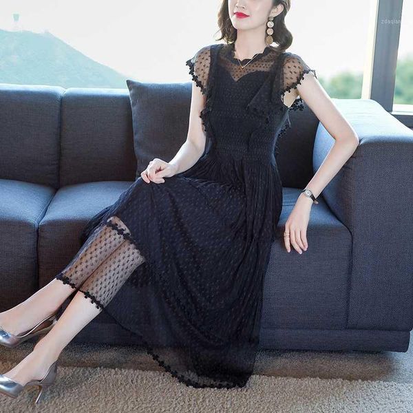 casual dresses coigarsam ruffles women dress summer polka dot mesh high waist black 89881, Black;gray
casual dresses coigarsam ruffles women dress summer polka dot mesh high waist black 89881, Black;gray