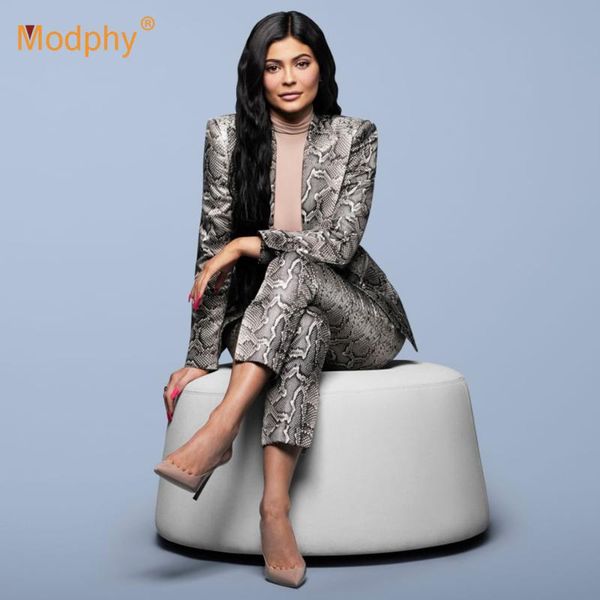 2020 winter new snake pattern women's suit long-sleeved jacket & pants 2 two-piece celebrity runway evening party set suit, Gray
2020 winter new snake pattern women's suit long-sleeved jacket & pants 2 two-piece celebrity runway evening party set suit, Gray
