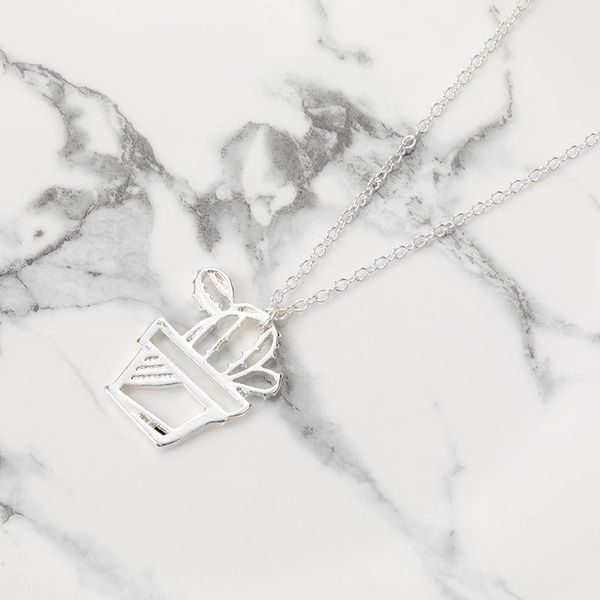 small potted cactus line charm necklace origami cactus cactaceae plant pendant jewelry for gift, Silver
small potted cactus line charm necklace origami cactus cactaceae plant pendant jewelry for gift, Silver