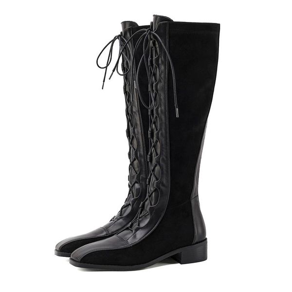 boots women cross tied knee high autumn winter est long heel shoes woman genuine leather warm flock, Black
boots women cross tied knee high autumn winter est long heel shoes woman genuine leather warm flock, Black