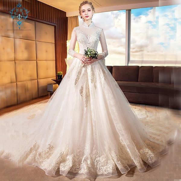 curly perspective long-sleeve stand-neck trailing wedding dresses 2019 new summer bride luxury star master wedding dress female1, White;black
curly perspective long-sleeve stand-neck trailing wedding dresses 2019 new summer bride luxury star master wedding dress female1, White;black