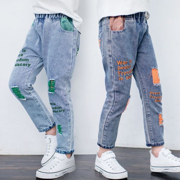washed blue torn colored children's casual boys loose baby girl jeans retro denim pants spring kids trousers q1219
washed blue torn colored children's casual boys loose baby girl jeans retro denim pants spring kids trousers q1219