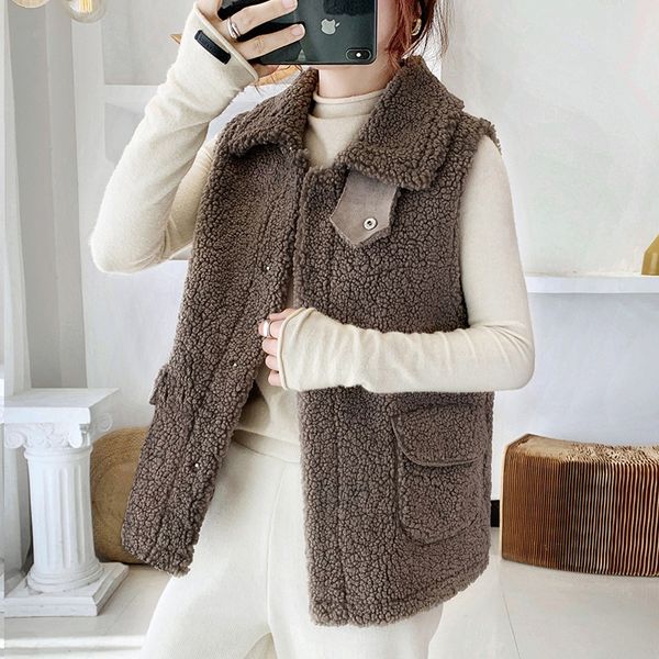2021 new women's waistcoat autumn winter jacket wear korean of fur and plush vest 5hb5, Black;white
2021 new women's waistcoat autumn winter jacket wear korean of fur and plush vest 5hb5, Black;white