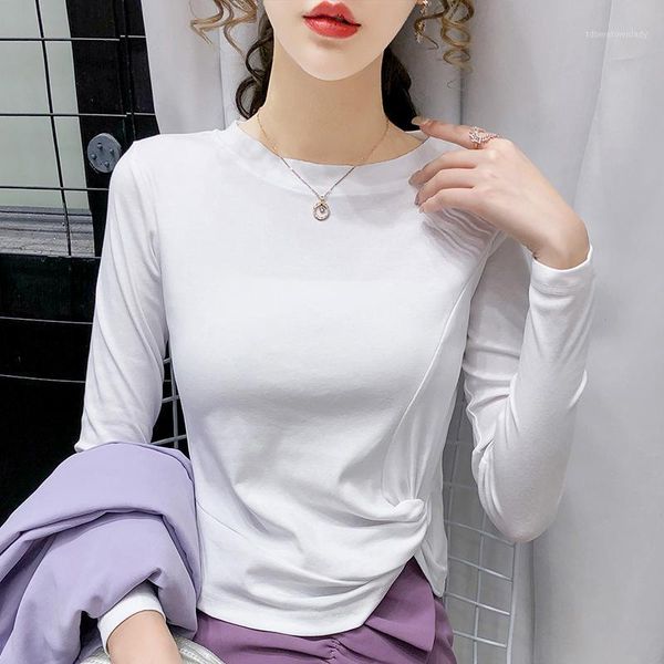 women's t-shirt tingyili korean fashion twist hem plain spring autumn long sleeve o-neck blue black white t shirt women's irregula
women's t-shirt tingyili korean fashion twist hem plain spring autumn long sleeve o-neck blue black white t shirt women's irregula
