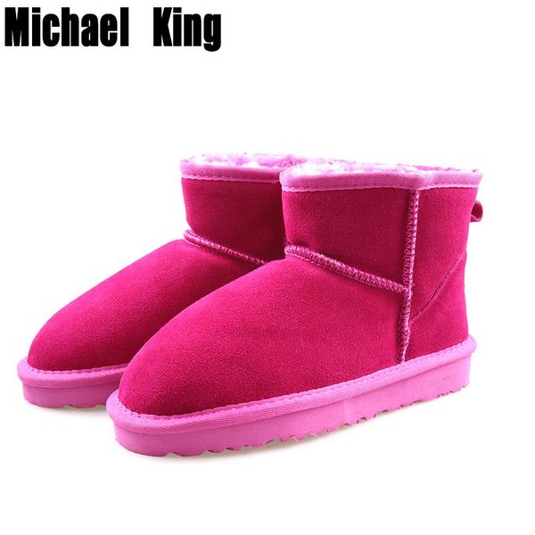 2020new fashion lady shoes waterproof genuine leather snow boots winter boots warm classic women, Black