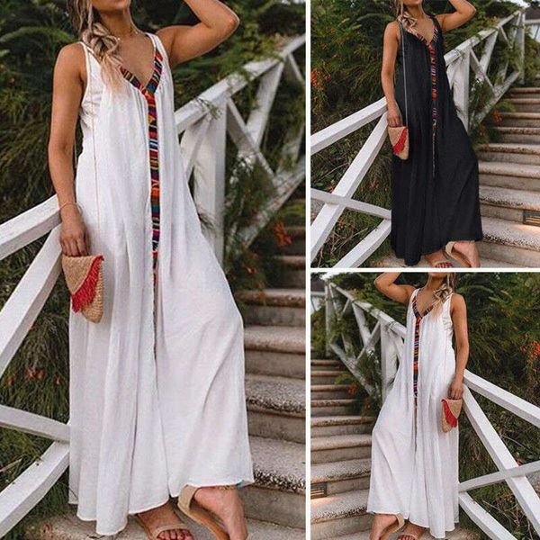 and cotton new hemp women's summer suspender v-neck holiday style contrast stitching dress, Black;gray
and cotton new hemp women's summer suspender v-neck holiday style contrast stitching dress, Black;gray