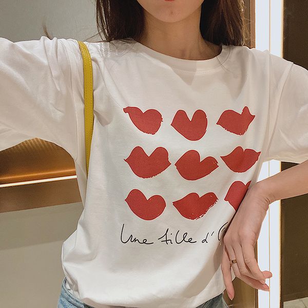 2020 on new star same joker love red lips feminine fashion t shirt with short sleeves in the chun xia students letters 1cqn, White
2020 on new star same joker love red lips feminine fashion t shirt with short sleeves in the chun xia students letters 1cqn, White