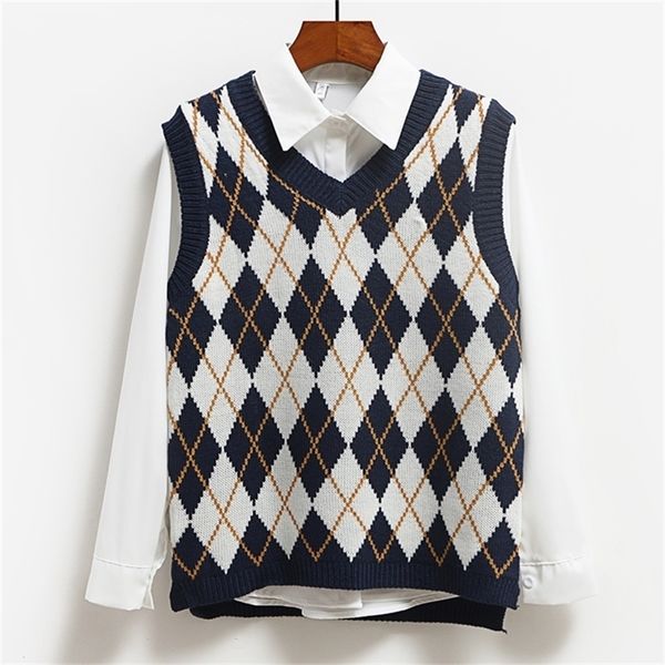 v-neck vintage plaid sweaters for women knitted vest winter warm veste femme short loose sleeveless knit waistcoat spring coat 201214, Black;white
v-neck vintage plaid sweaters for women knitted vest winter warm veste femme short loose sleeveless knit waistcoat spring coat 201214, Black;white