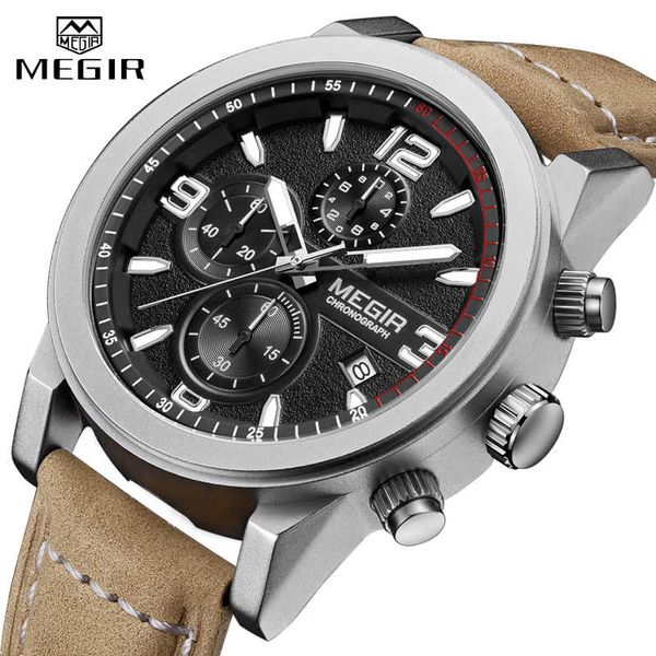 megir fashion watch brand men's quartz sports chronograph watch men's casual waterproof leather strap clock relogio masculino, Silver
megir fashion watch brand men's quartz sports chronograph watch men's casual waterproof leather strap clock relogio masculino, Silver