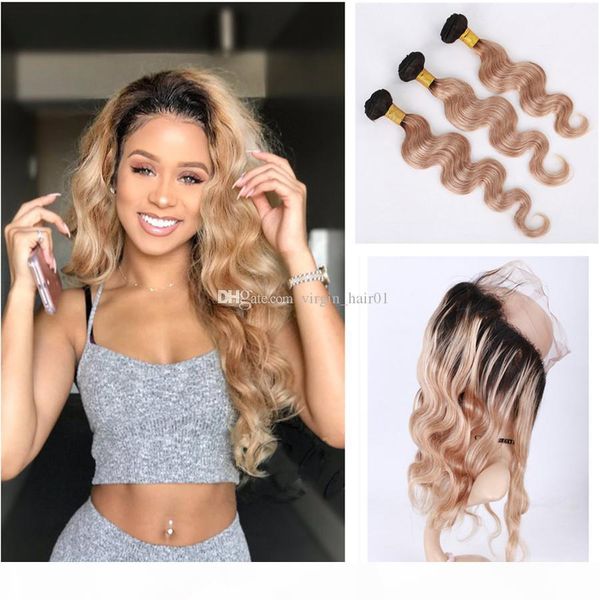 two tone 1b 27 honey blonde ombre 360 full lace frontal with 3 bundles body wave strawberry blonde ombre brazilian human hair weaves, Black;brown
two tone 1b 27 honey blonde ombre 360 full lace frontal with 3 bundles body wave strawberry blonde ombre brazilian human hair weaves, Black;brown