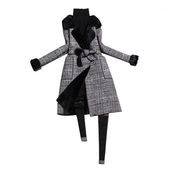 european station women's 2019 autumn and winter new fashion suit collar long plaid woolen coat autumn and winter, Black
european station women's 2019 autumn and winter new fashion suit collar long plaid woolen coat autumn and winter, Black