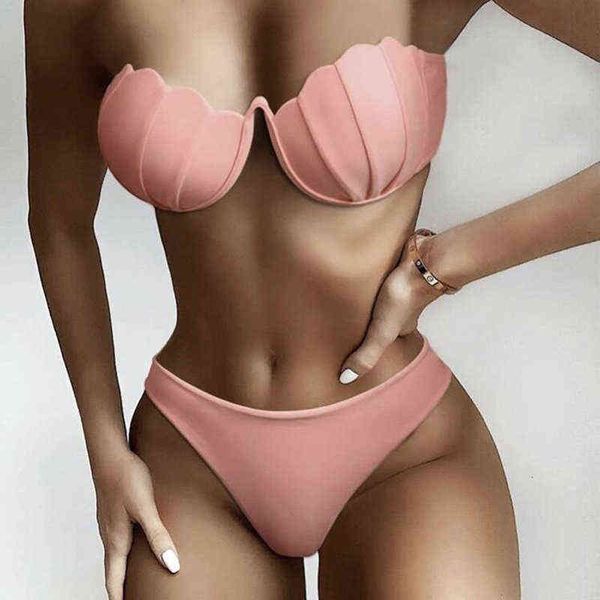 underwired shell high waist bikini women bandeau swimsuit female swimwear two pieces bikini set bra cup bathing suit swim, White;black
underwired shell high waist bikini women bandeau swimsuit female swimwear two pieces bikini set bra cup bathing suit swim, White;black