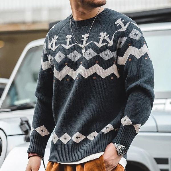 maden retro knitting sweaters men's round neck casual matching rhombus jacquard patch sweater men coat loose warm winter, White;black
maden retro knitting sweaters men's round neck casual matching rhombus jacquard patch sweater men coat loose warm winter, White;black