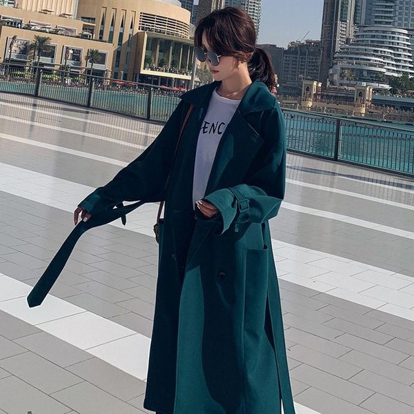women's trench coats 2021 fashion long coat spring autumn clothing lapel sleeve bandage casual loose female windbreaker x885, Tan;black
women's trench coats 2021 fashion long coat spring autumn clothing lapel sleeve bandage casual loose female windbreaker x885, Tan;black
