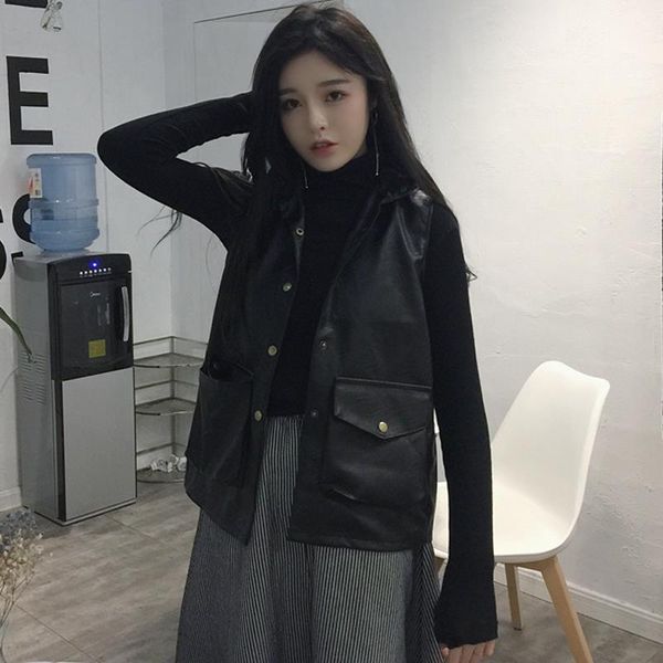 new 2021 spring plutonium leather women sleeveless solid color jacket vest mrs y189 v1jl ysk9, Black
new 2021 spring plutonium leather women sleeveless solid color jacket vest mrs y189 v1jl ysk9, Black