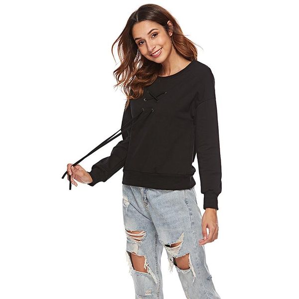 women sweatshirt spring autumn o neck lace up casual long sleeve fashion solid color pullovers kg-975, Black
women sweatshirt spring autumn o neck lace up casual long sleeve fashion solid color pullovers kg-975, Black