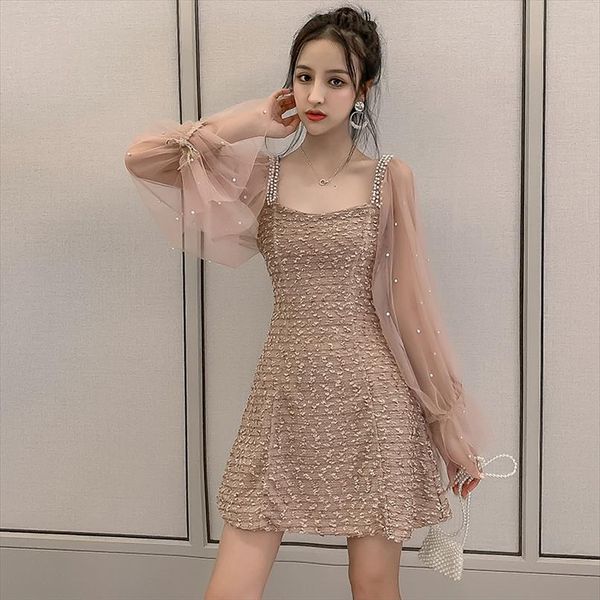 vintage beading mesh patchwork korean dress women s xl autumn street sweet ladies dresses kawaii mini elegant dress long sleeve, Black;gray
vintage beading mesh patchwork korean dress women s xl autumn street sweet ladies dresses kawaii mini elegant dress long sleeve, Black;gray