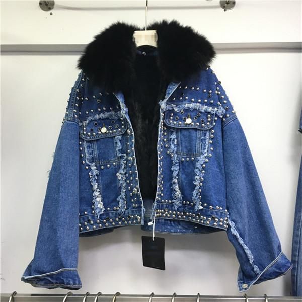 2020 winter new products women's fashion denim jacket heavy industry rivet beads short frayed real fox fur collar detachable street new, Black;brown
2020 winter new products women's fashion denim jacket heavy industry rivet beads short frayed real fox fur collar detachable street new, Black;brown