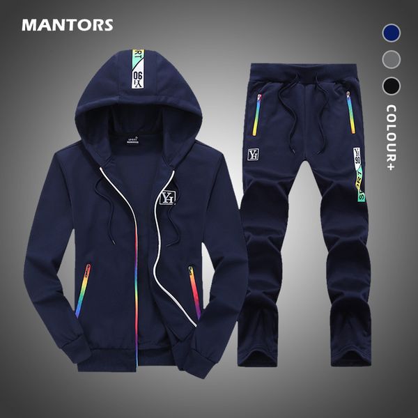 brand men hoodies tracksuit hooded sweatshirt men's set autumn winter two pieces set jacket+pants sportswear rainbow suit 201123, Gray
brand men hoodies tracksuit hooded sweatshirt men's set autumn winter two pieces set jacket+pants sportswear rainbow suit 201123, Gray