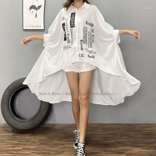 long shirt women oversize loose irregular shirt turn down collar summer blouse letter printed thin cardigan1, White
long shirt women oversize loose irregular shirt turn down collar summer blouse letter printed thin cardigan1, White