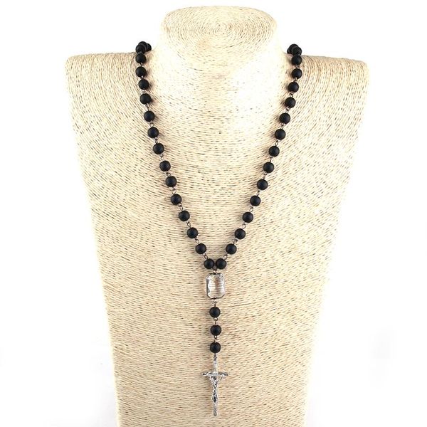 pendant necklaces fashion bohemian jewelry mablack stone rosary chain white crystal link cross necklace for women ethnic, Silver
pendant necklaces fashion bohemian jewelry mablack stone rosary chain white crystal link cross necklace for women ethnic, Silver