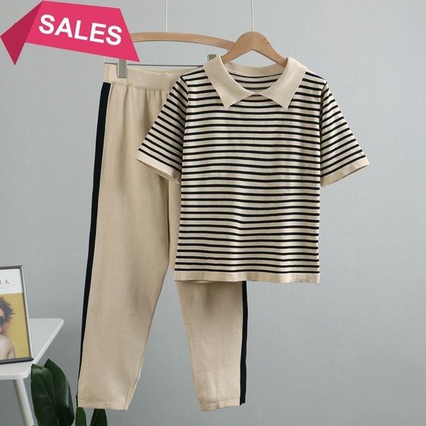 2021 new knitted tracksuits 2 pieces sets spring summer short sleeve women t shirt + high waist capris pencil pants suits e7xd, White;black
2021 new knitted tracksuits 2 pieces sets spring summer short sleeve women t shirt + high waist capris pencil pants suits e7xd, White;black