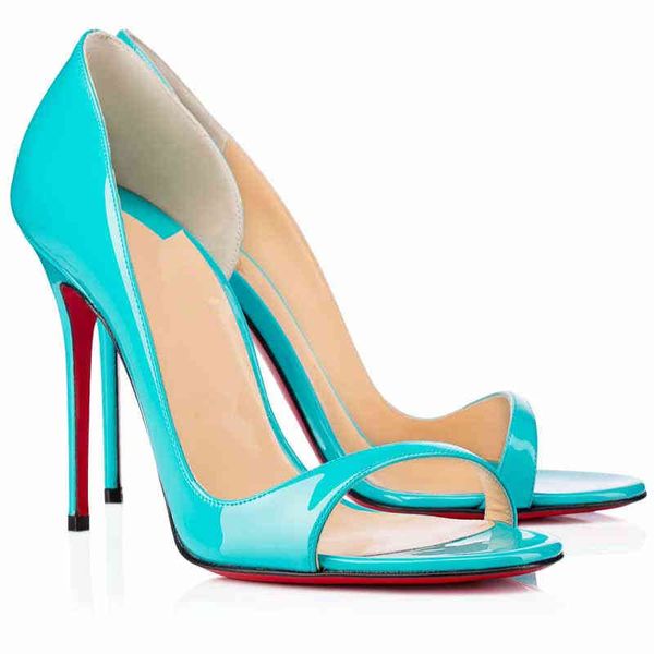 sophisticated minimalist summer luxury brand women shoes high heel open toes patent leather sandals red bottom toboggan 100mm, Black
sophisticated minimalist summer luxury brand women shoes high heel open toes patent leather sandals red bottom toboggan 100mm, Black