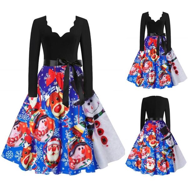 #r40 snowman print christmas dress women vintage long sleeve v neck elegant ladies evening party dresses sewing dress, Black;gray
#r40 snowman print christmas dress women vintage long sleeve v neck elegant ladies evening party dresses sewing dress, Black;gray