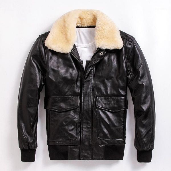 2020 black men usaf pilot leather jacket wool collar europe plus size xxxl genuine sheepskin flight coat1
2020 black men usaf pilot leather jacket wool collar europe plus size xxxl genuine sheepskin flight coat1