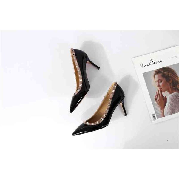 leather rivet patent glittery shoes women pointed toe high heels studded strappy slingback stilettos leather sandals pumps, Black 
leather rivet patent glittery shoes women pointed toe high heels studded strappy slingback stilettos leather sandals pumps, Black
