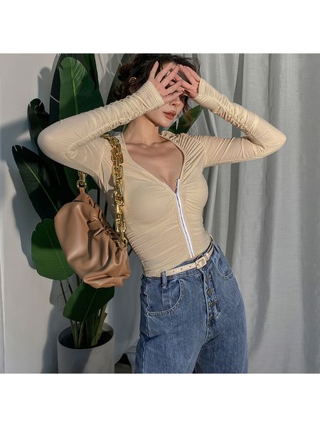 2021 new winter all-match skinny draped with tight v-cleavage solid streetwear fashion t-shirts elastic long sleeve tshirt des3, White
2021 new winter all-match skinny draped with tight v-cleavage solid streetwear fashion t-shirts elastic long sleeve tshirt des3, White