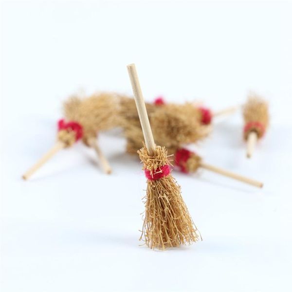 12pcs mini broom decorations exquisite creative portable with red rope hanging broom toy prop to haunted house halloween kids sqcpfj
