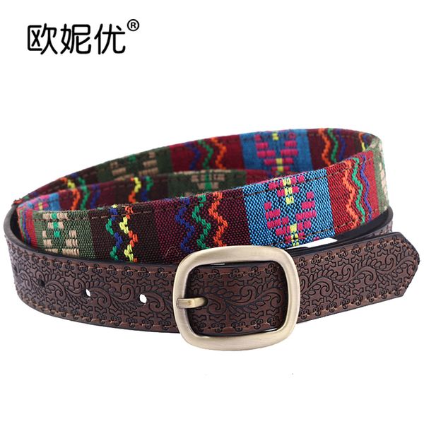 national style embroidered korean casual versatile denim skirt women's fine cloth art fashion decorative belt, Black;brown 
national style embroidered korean casual versatile denim skirt women's fine cloth art fashion decorative belt, Black;brown