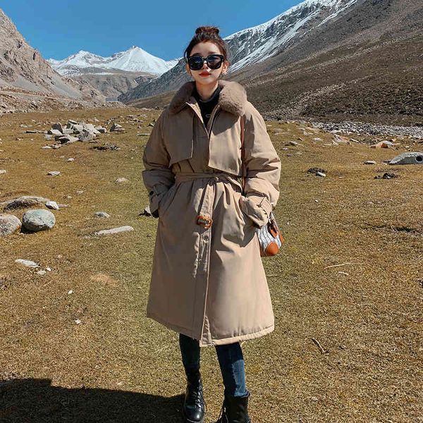 women's wool & blends long winter thick parkas solid casual fur collar ladies jackets with sashes liner oversized female coat for lady, Black
women's wool & blends long winter thick parkas solid casual fur collar ladies jackets with sashes liner oversized female coat for lady, Black