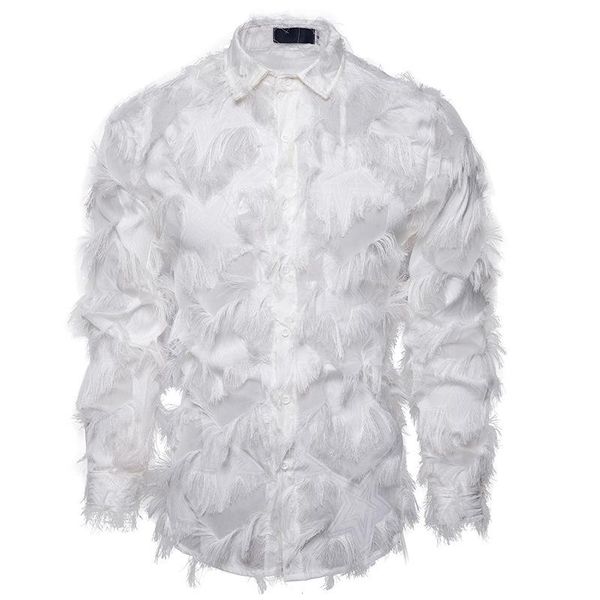 men's casual shirts mens black feather nightclub hipster stage singer men dress shirt party dinner event prom male chemise homme, White;black
men's casual shirts mens black feather nightclub hipster stage singer men dress shirt party dinner event prom male chemise homme, White;black