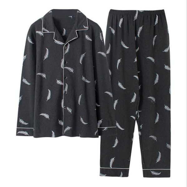 men's sleepwear feather alphabet printing pajamas mens 2 pieces cotton material homme classic v-neck long sleeve loose home-wear sets e, Black;brown
men's sleepwear feather alphabet printing pajamas mens 2 pieces cotton material homme classic v-neck long sleeve loose home-wear sets e, Black;brown