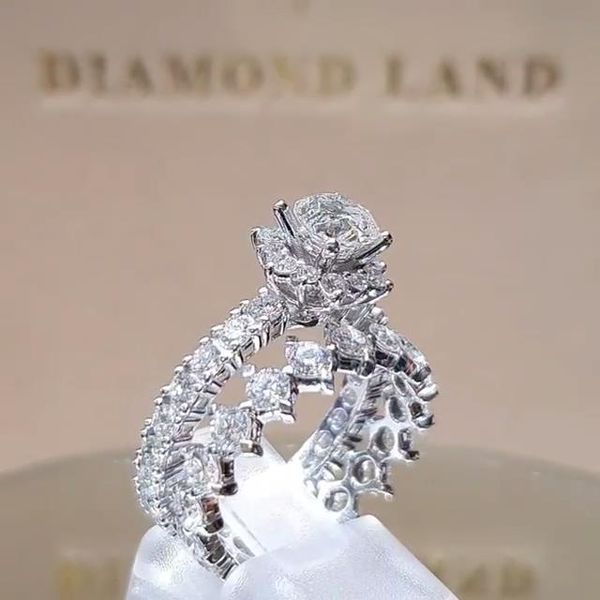 new starry sky micro-inlaid artificial diamond ring european and american exaggerated banquet engagement ring set, Silver
new starry sky micro-inlaid artificial diamond ring european and american exaggerated banquet engagement ring set, Silver