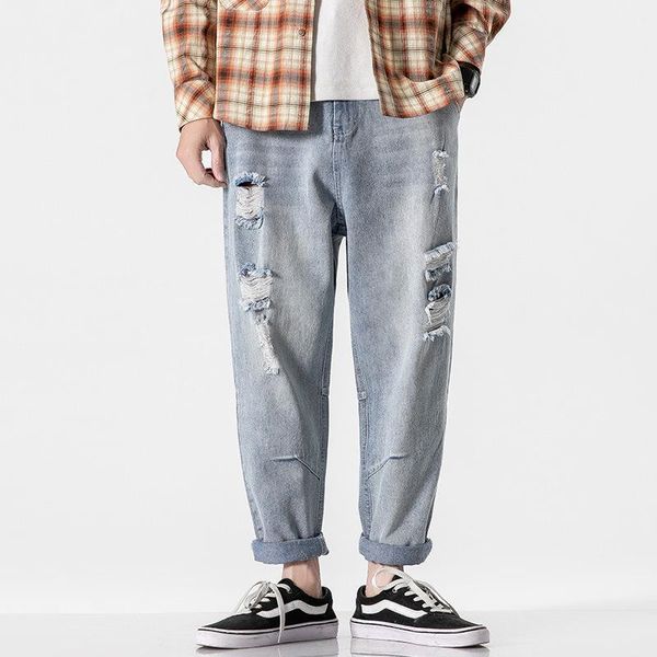 2020 japanese-style with holes jeans loose-fit american-style trend straight-cut pants men's korean-style1, Blue
2020 japanese-style with holes jeans loose-fit american-style trend straight-cut pants men's korean-style1, Blue
