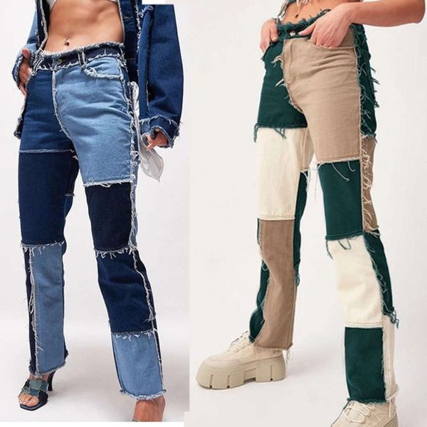 spring 2021 harajuku street trendy straight pants women's contrast jeans, Blue
spring 2021 harajuku street trendy straight pants women's contrast jeans, Blue