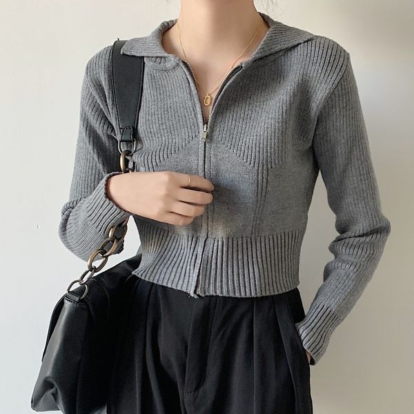 2021 new korean style of women zip upcardigans thin solid long sleeves waist cardigans office mrs winter sweaters qa5w, White;black
2021 new korean style of women zip upcardigans thin solid long sleeves waist cardigans office mrs winter sweaters qa5w, White;black