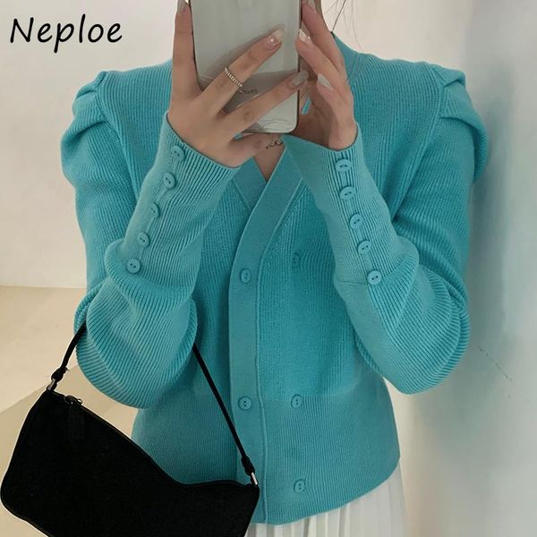 women's knits & tees neploe v-neck loose knitted cardigans women autumn winter double breasted coat elegant fresh puff sleeve sweater 1, White
women's knits & tees neploe v-neck loose knitted cardigans women autumn winter double breasted coat elegant fresh puff sleeve sweater 1, White