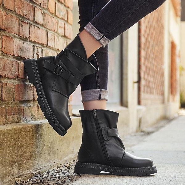 style autumn winter 2020 new mid leather boots women's british tube leather boots handmade, Black
style autumn winter 2020 new mid leather boots women's british tube leather boots handmade, Black
