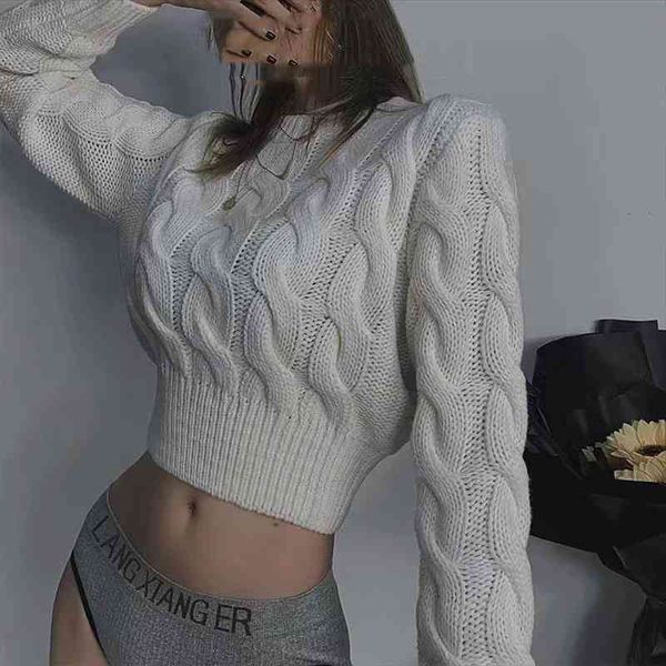 autumn winter vintage solid twist cropped sweater round collar long sleeve short jumper y2k cool girl streetwear, White;black
autumn winter vintage solid twist cropped sweater round collar long sleeve short jumper y2k cool girl streetwear, White;black