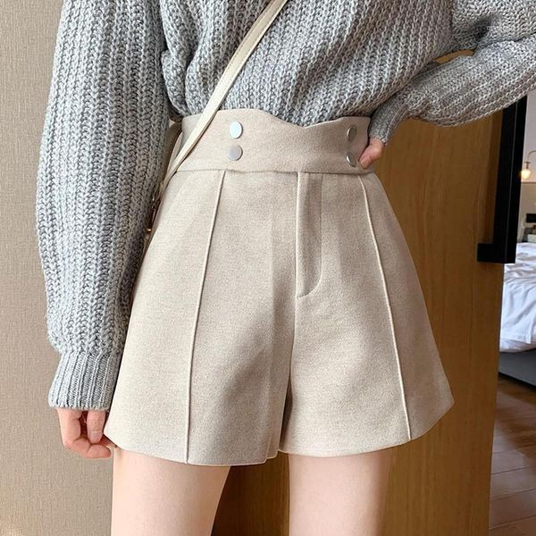 women solid color wide leg shorts woolen double button high waist shorts fast drop shipping1, White;black
women solid color wide leg shorts woolen double button high waist shorts fast drop shipping1, White;black