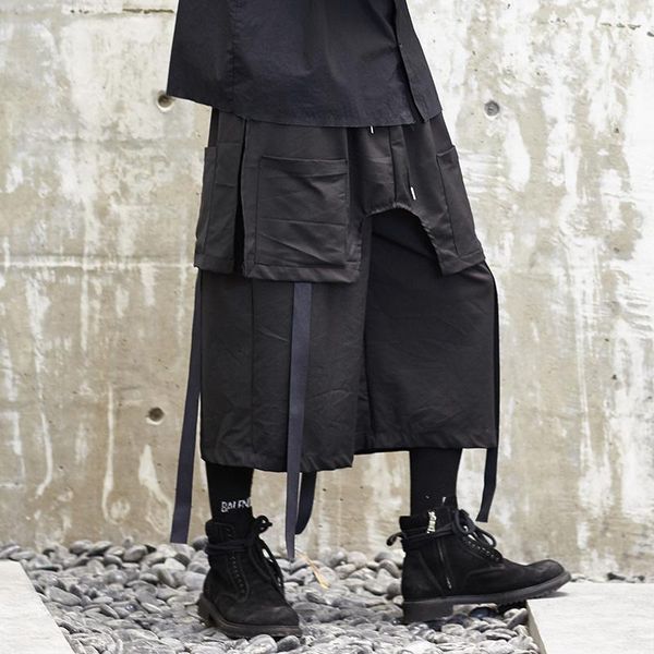 men fashion show casual japan streetwear kimono skirt pant male loose wide leg pants punk gothic hip hop ribbon harem trousers1, Black
men fashion show casual japan streetwear kimono skirt pant male loose wide leg pants punk gothic hip hop ribbon harem trousers1, Black
