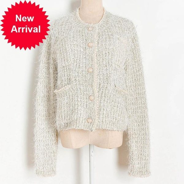 new women's 2021 luxury winter double pockets pearl buckle wool beard gold mesh sweater k9gj, White;black
new women's 2021 luxury winter double pockets pearl buckle wool beard gold mesh sweater k9gj, White;black